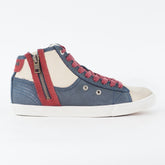 Womens Timberland EK Glastenbury Chukka 8666A Navy Off White Leather Zip Boots