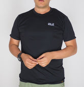 Mens Jack Wolfskin Essential 5011421 Black Basic Casual Short Sleeve T Shirt