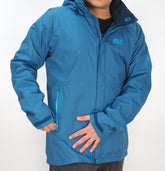 Mens Jack Wolfskin Affinity Logo 5006551 Moroccan Blue Hiking Hooded Jacket