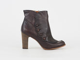 Womens Timberland Marge Peep Toe 25684 Dark Brown Leather Bootie Zip Up Boots