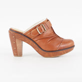 Womens Timberland Marge Wood 25677 Tan Leather Clog Heeled Occasion Shoes