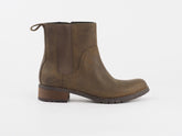 Womens EK Bethel 3351R Dark Tan Leather Casual Winter Shoes Zip Up Chelsea Boots