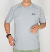 Mens Jack Wolfskin Hydropore Lightweight 1806131 Alloy Short Sleeve T Shirt