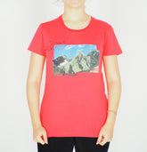 Womens Jack Wolfskin Print 1802601 Hisbiscus Red Short Sleeve T-Shirt