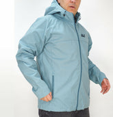 Mens Jack Wolfskin Amber Road 1302892 Blue Granite Zip Up Water Repellent Jacket