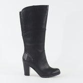 Womens Timberland Stratham 8610A Black Leather Zip Side Formal Tall Boots