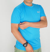 Mens Jack Wolfskin Essential 5011421 Ocean Blue Casual Short Sleeve T Shirt