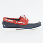 Mens Timberland Classic 2 Eye A1549 Navy / Red Leather Lace Up Casual Boat Shoes