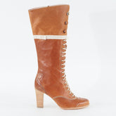 Womens Timberland Marge Tall Lace 20654 Tan Leather Zip Up Formal Hi Boots