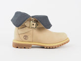 Womens Timberland Wrap Fold 8858A Beige Leather Casual Shoes Warm Ankle Boots