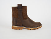 Boys Girls Timberland Chestnut Ridge A14IE Brown Leather Warm Ld Pull On Boots