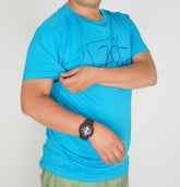 Mens Jack Wolfskin Baselayer 5007841 Turquoise Print Short Sleeve Casual T Shirt