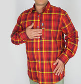 Mens Jack Wolfskin Maitland II 1401861 Dried Tomato Checks Long Sleeved Shirt