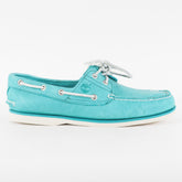 Mens Timberland Classic 2 Eyed A1BIR Teal Blue Leather Lace Up Casual Boat Shoes