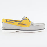 Mens Timberland Classic 2 Eye 42576 Grey / Yellow Leather Lace Boat Casual Shoes