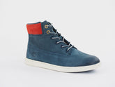 Boys Timberland Groveton A18K9 Blue Leather Side Zip Trainers Kids Chukka Boots