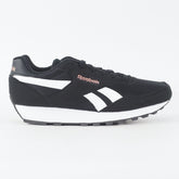 Womens Reebok Rewind Run FX2957 Black White Fabric Lace Up Casual Trainers