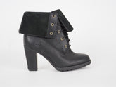 Womens Timberland EK 8622A Black Leather Fold On Laced High Heel Winter Boots