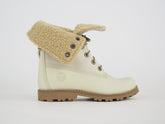 Girls Timberland Shearling 21826 White Leather Fold Down Cotton In Winter Boots