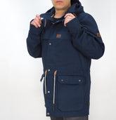 Mens Jack Wolfskin Canva Texapore 1106071 Night Blue Zip Up Warm Hooded Jacket