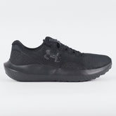 Mens Under Armour Charged Surge 4 Black Mesh Running Lace Up Sports Trainers