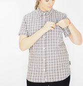 Womens Jack Wolfskin Flaming Vent 1401641 Siltstone Checks Basic Casual Shirt