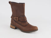 Womens Timberland EK Bethel 3348R Brown Leather Zip Up Casual Shoes Tall Boots