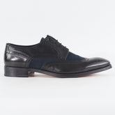 Mens John White Boswell Black Navy Leather Lace Up Oxford Formal Shoes