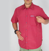 Mens Jack Wolfskin 5009321 Indian Red Checks Short Sleeved Shirt