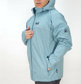 Mens Jack Wolfskin Amber Road 1302892 Blue Granite Zip Up Water Repellent Jacket