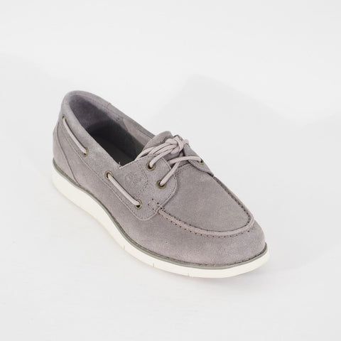 Womens Timberland Lakeville A1GDQ Grey Suede Casual Lace Up Walking Boat Shoes