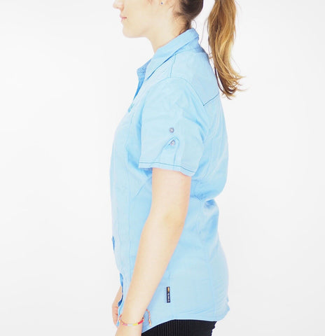 Womens Jack Wolfskin Beyond 1401631 Air Blue Casual Button Up Short Sleeve Shirt