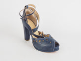 Womens Timberland Boot Handcrafted 8206R Blue Leather Ankle Buckle High Heels