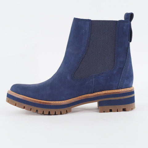 Womens Timberland Courmayeur Valley A254N Navy Leather Pull On Casual Boots