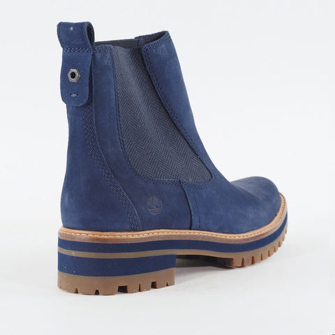 Womens Timberland Courmayeur Valley A254N Navy Leather Pull On Casual Boots