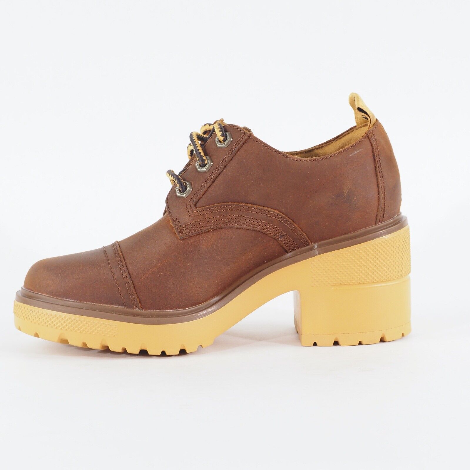 Womens Timberland Silver Blossom A25DG Brown Leather Lace Up Casual Heel Shoes