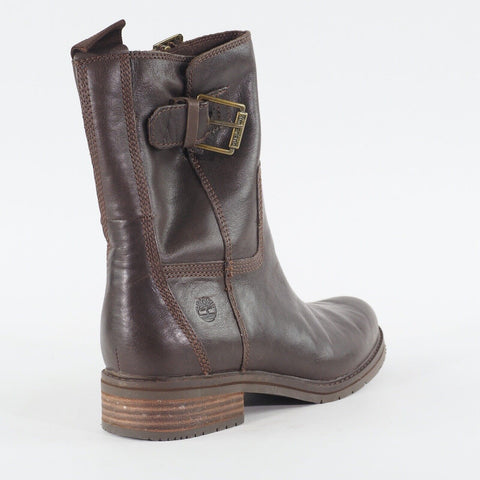 Womens Timberland Mont Chevalier Biker A1SLS Brown Leather Zip Side Casual Boots