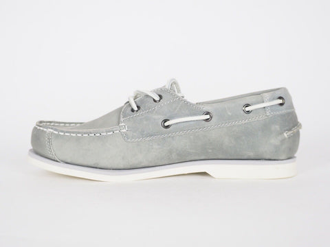 Junior Girls Timberland 2 Eye 4690R Grey Leather Boat Shoes UK 5