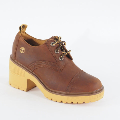 Womens Timberland Silver Blossom A25DG Brown Leather Lace Up Casual Heel Shoes