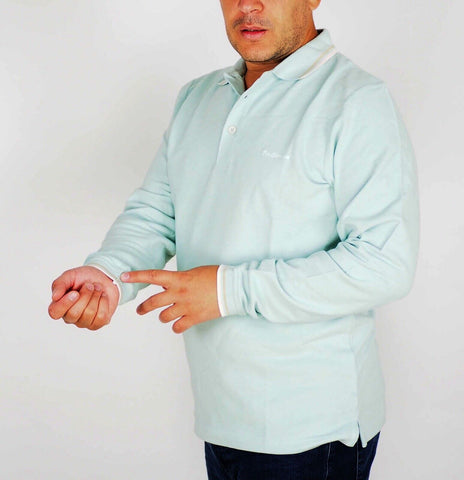 Mens The Original Ben Sherman S1392 Mint Smart Casual Long Sleeve Polo Shirt