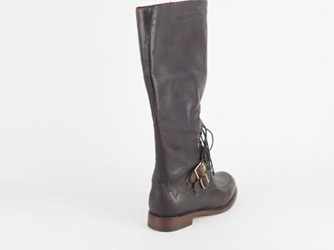 Womens Timberland Lucille 20645 LeatherDark Brown Zip Up Buckle High Boots 