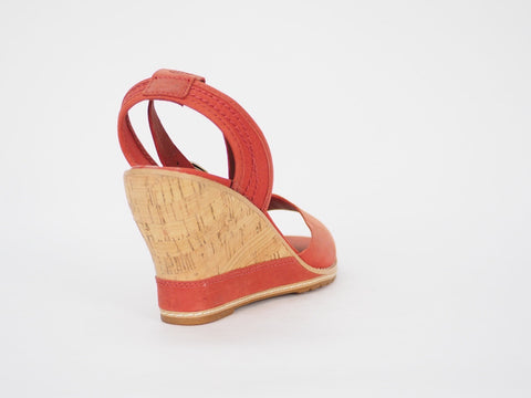 Womens Timberland Maeslin 8042R Red Leather Ankle Strap Platform Sandals UK 5