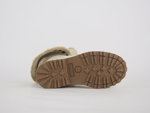 Girls Timberland Shearling 21826 White Leather Fold Down Cotton In Winter Boots