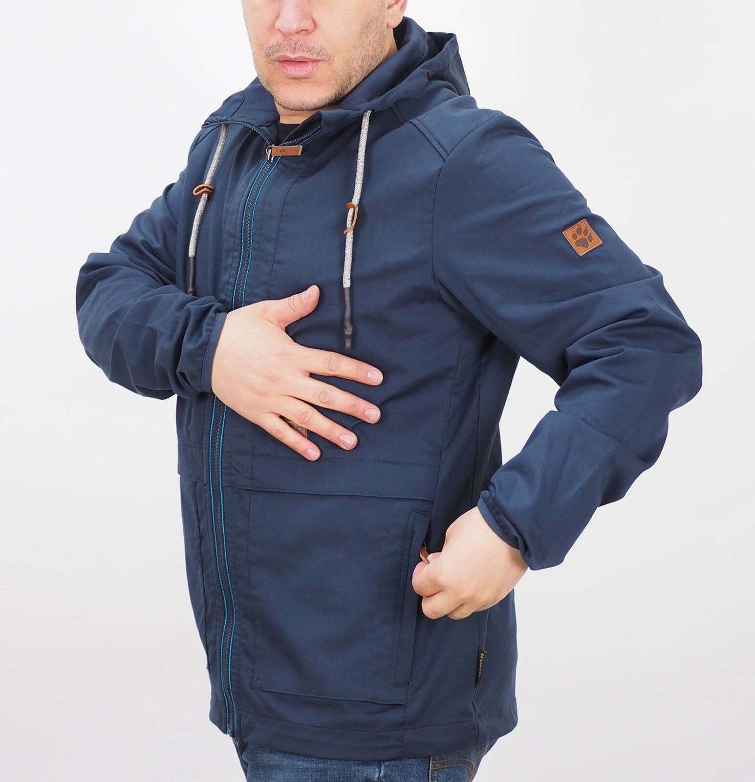 Mens Jack Wolfskin Manitoba II 1303011 Night Blue Zip Up Light Casual Jacket