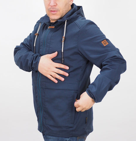 Mens Jack Wolfskin Manitoba II 1303011 Night Blue Zip Up Light Casual Jacket