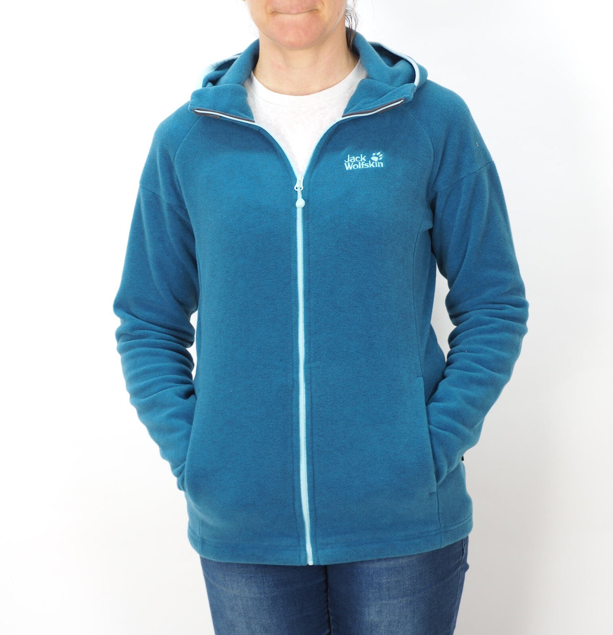 Womens Jack Wolfskin 5007701 Moroccan Blue Zip Up Warm Fleece Hiking Sweatshirt