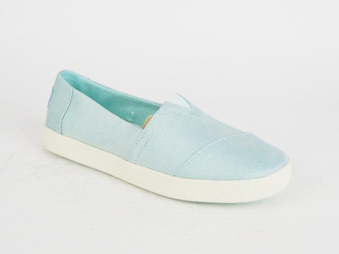 Womens Toms Avalon Turquoise Shiny Woven Flats Slip On Ladies Trainers Uk 4