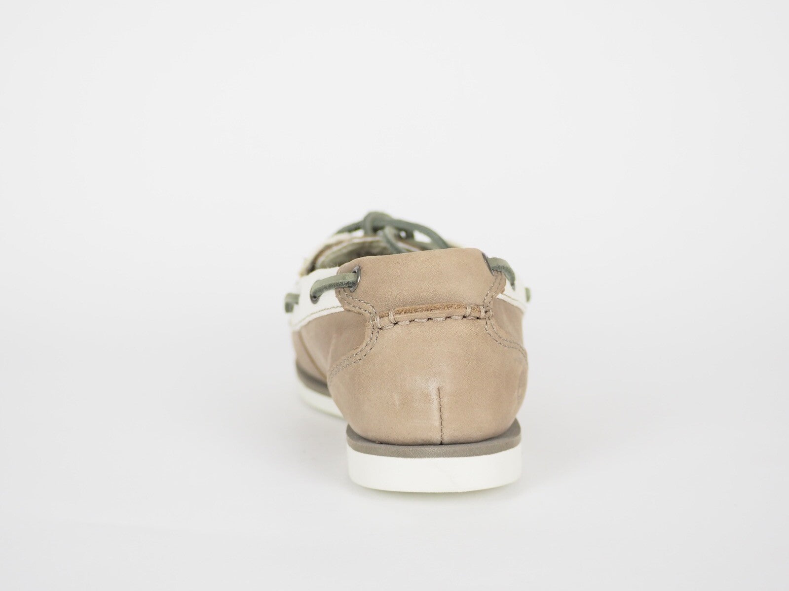 Womens Timberland 2 Eye 27616 Taupe Leather Fabric Boat Deck Shoes