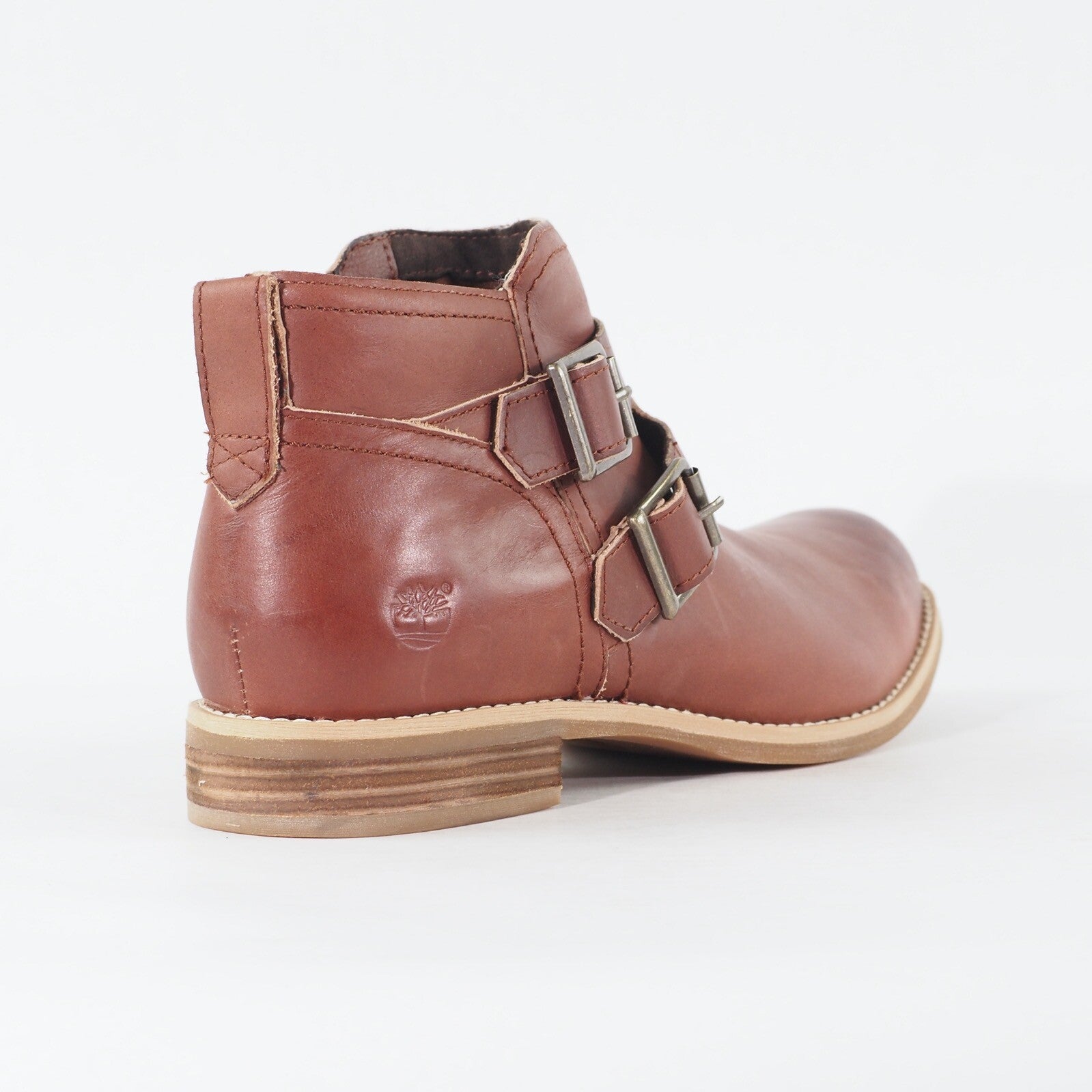 Womens Timberland EK Savin Hill Double Buckle 8412B Brown Leather Zip Up Boots