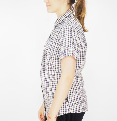 Womens Jack Wolfskin Flaming Vent 1401641 Siltstone Checks Basic Casual Shirt